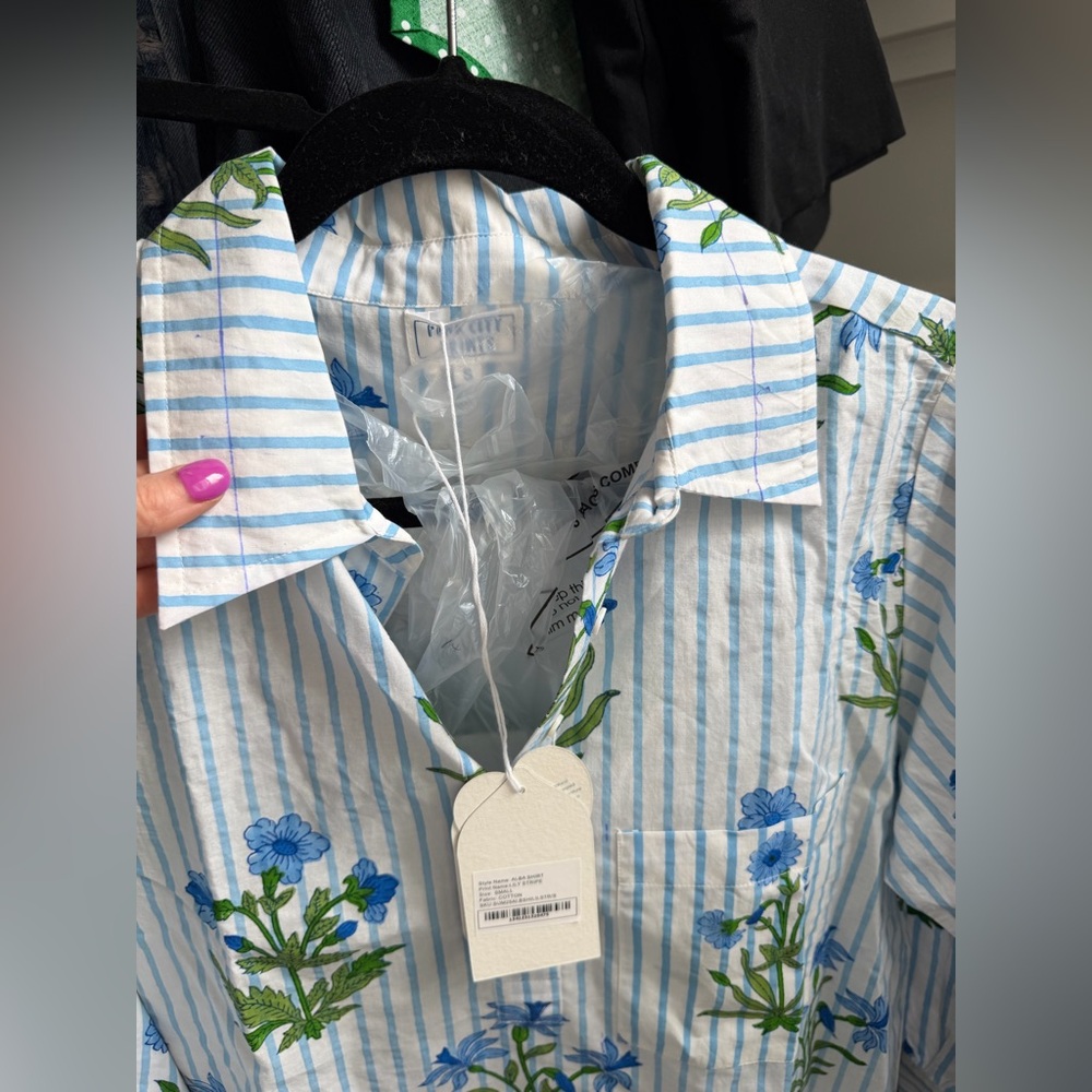 Pink City Prints Lily Stripe Alba Shirt - Small - Picture 8 of 9